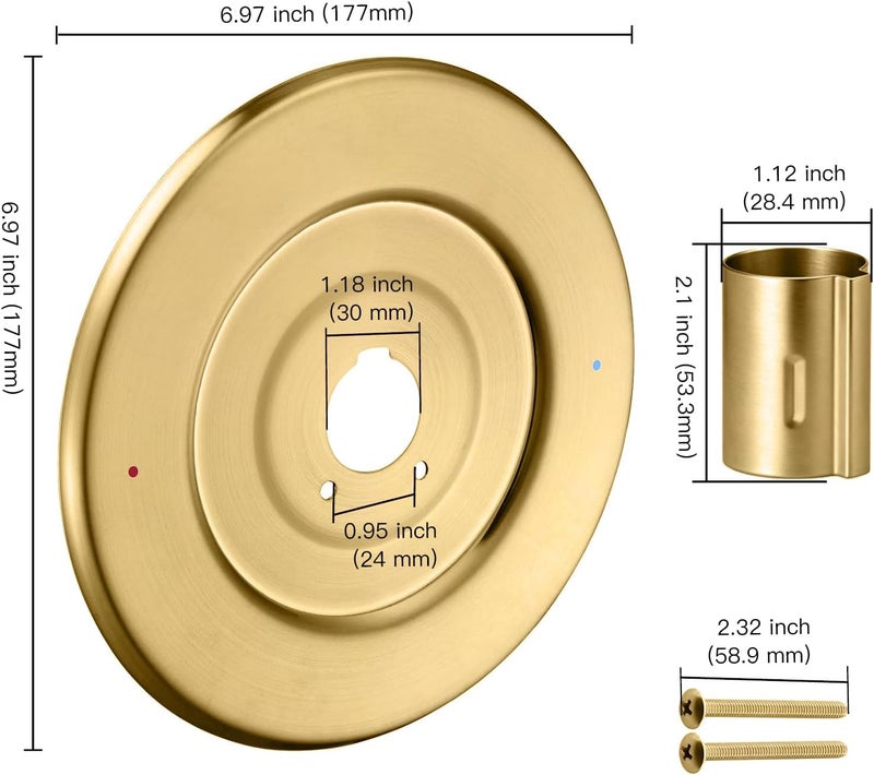 ZXFENG Shower Handle Cover Plate, Brushed Gold,for One-Handle Tub and Shower Faucets, Escutcheon Replacement for Moen 16090 Chateau Collection - Image 5
